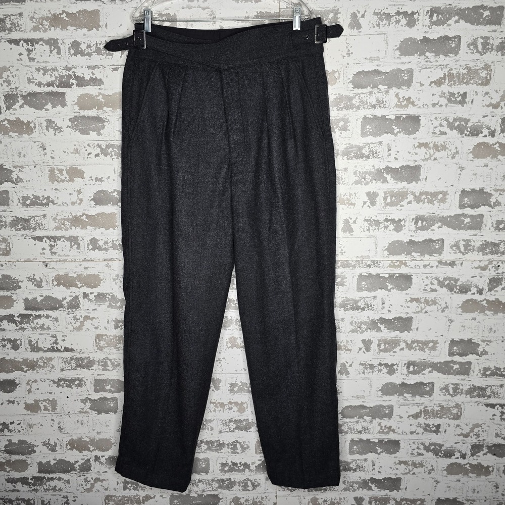 Banana Republic Pant Womens 16 Gray Herringbone Seafarer High Rise Baggy Wool